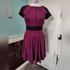 Handmade Purple and Black linen blend dress, size 12